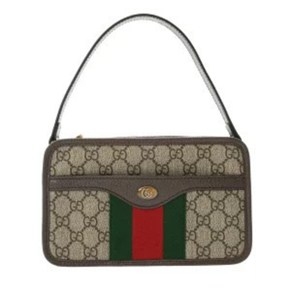 Gucci GG Supreme Shoulder Bag Beige Cream Brown Canvas Leather Handbag